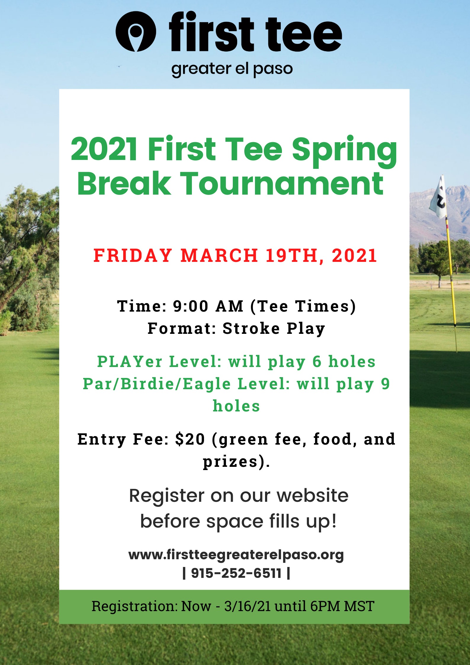 2021 Spring Tournament Flyer First Tee Greater El Paso