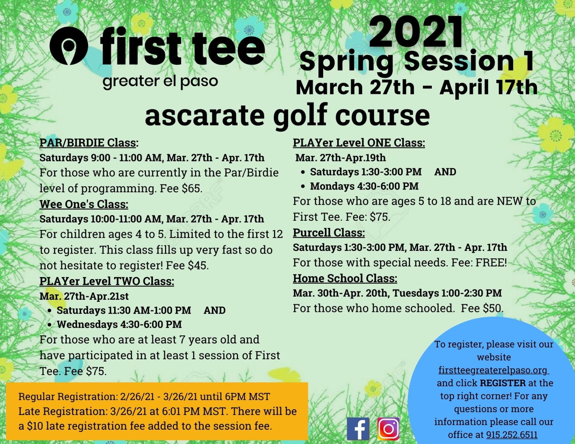 Spring Session 1 2021. First Tee Greater El Paso